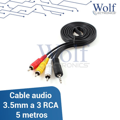 Cable audio 3.5mm a 3 RCA 5 metros