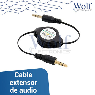 Cable extensor de audio 3.5mm retráctil 50 cm