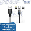 Cable megnético 3 en 1 4A carga rápida KAKU KSC-320