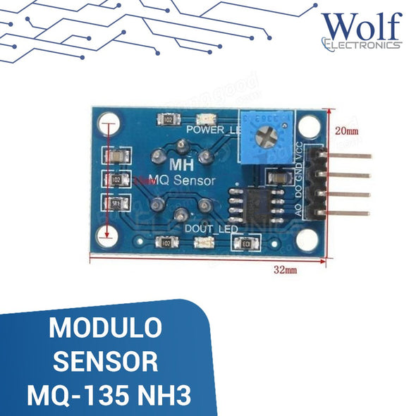 MODULO SENSOR MQ-135 NH3, NOx, alcohol, benceno, humo, CO2 5V