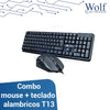 Combo mouse + teclado alambricos T13