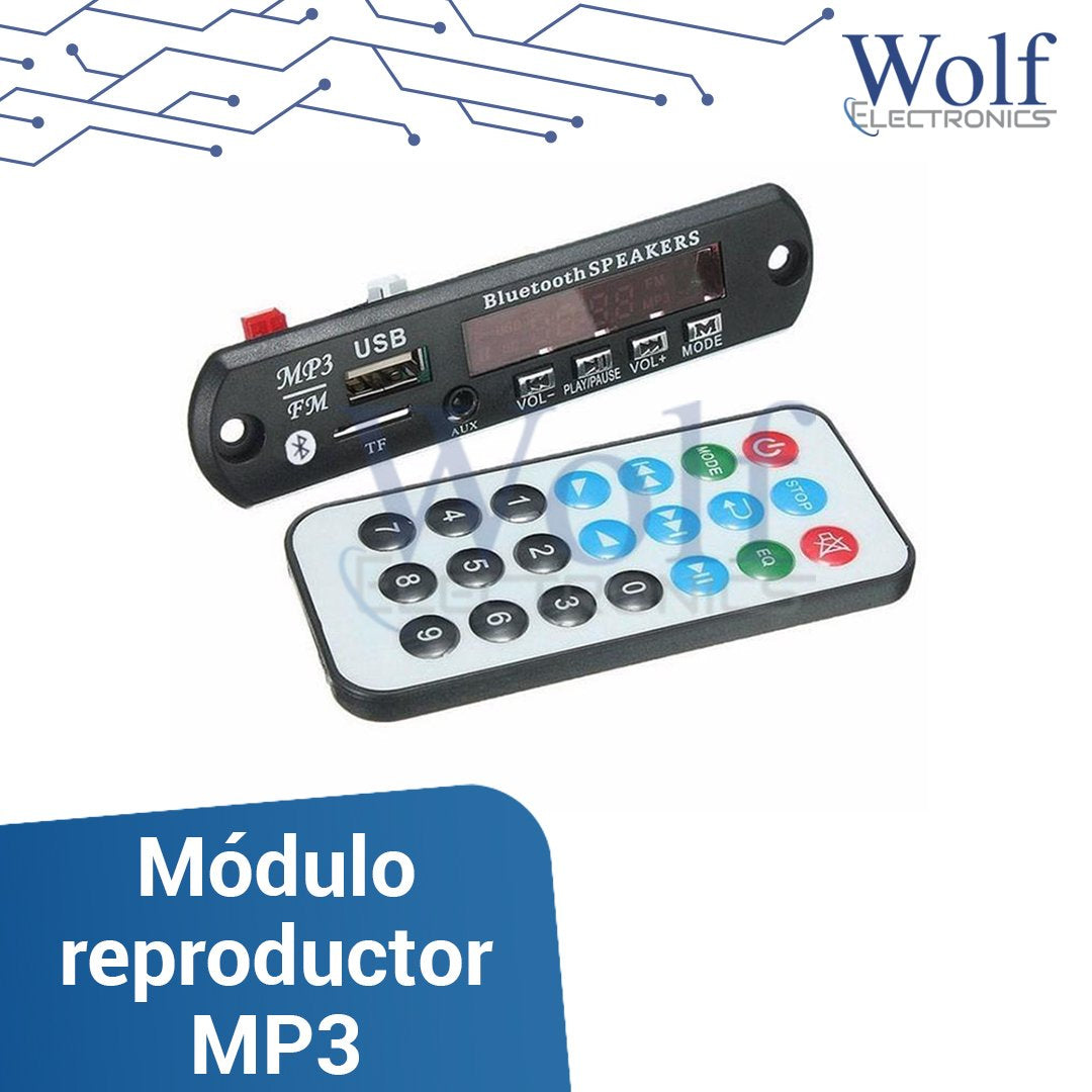 Módulo reproductor MP3 bluetooth y Radio FM, con entrada USB y SD