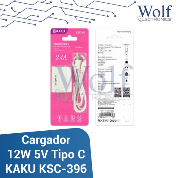 Cargador de celular 12W 5V con cable Tipo C KAKU KSC-396
