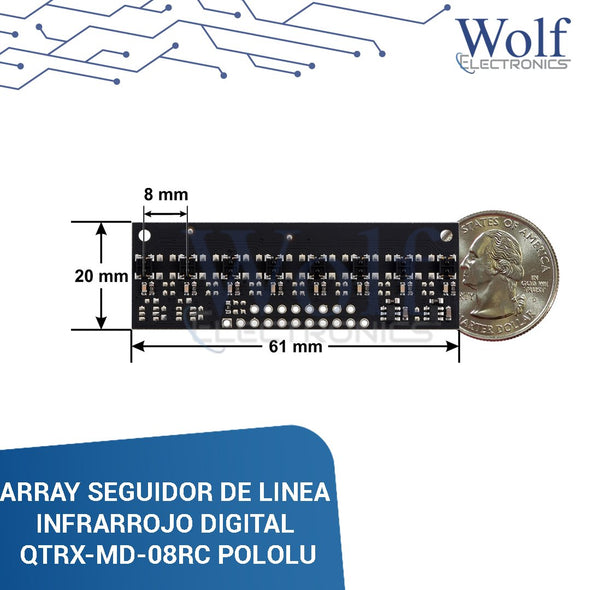 ARRAY SEGUIDOR DE LINEA INFRARROJO DIGITAL QTRX-MD-08RC POLOLU