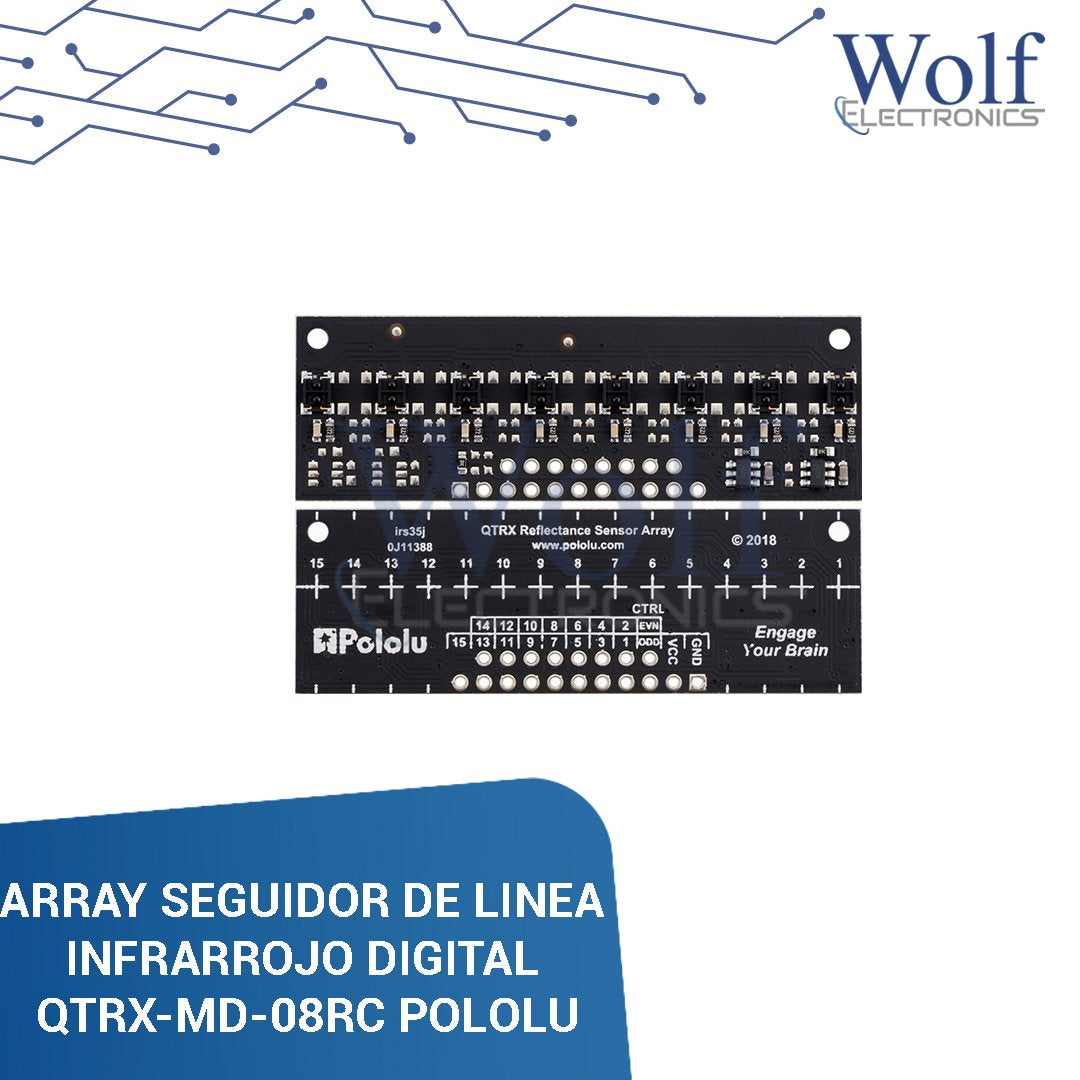 ARRAY SEGUIDOR DE LINEA INFRARROJO DIGITAL QTRX-MD-08RC POLOLU. Wolf ...