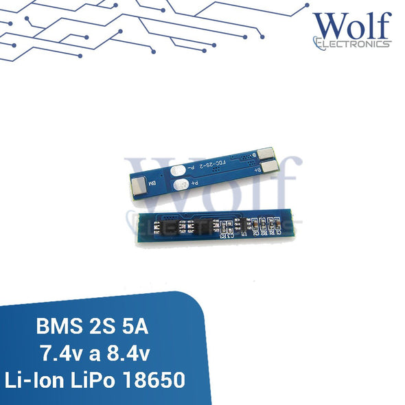 BMS 2S 5A 7.4v a 8.4v Li-Ion LiPo 18650