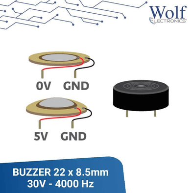 BUZZER PIEZO ELECTRICO 22X8.5mm 4KHz