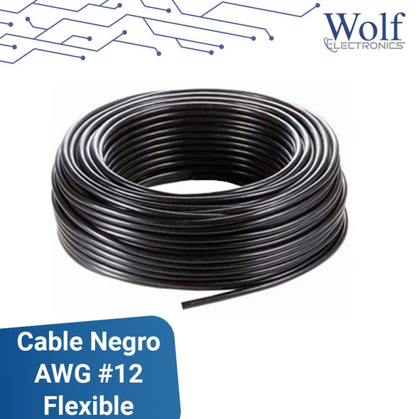Metro de cable color Negro AWG #12