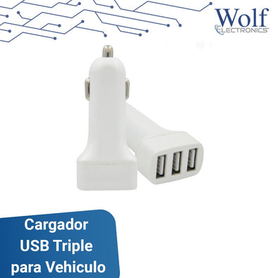 CARGADOR USB TRIPLE PARA VEHICULO