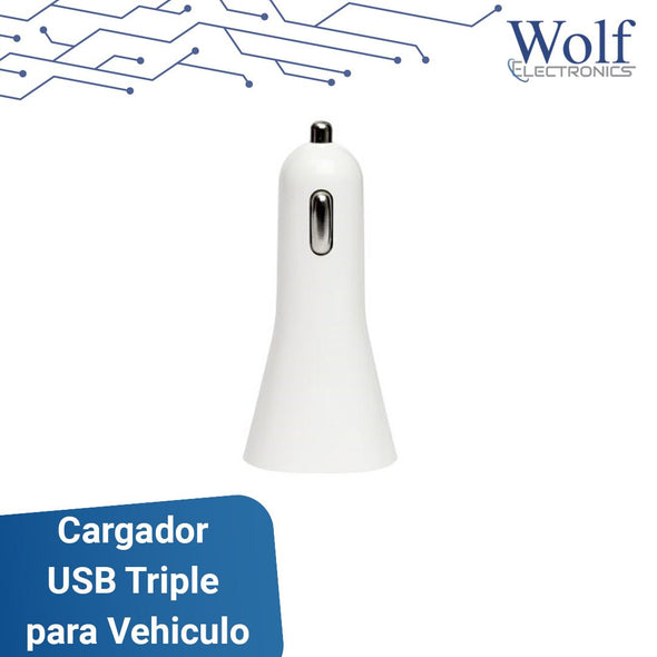 CARGADOR USB TRIPLE PARA VEHICULO