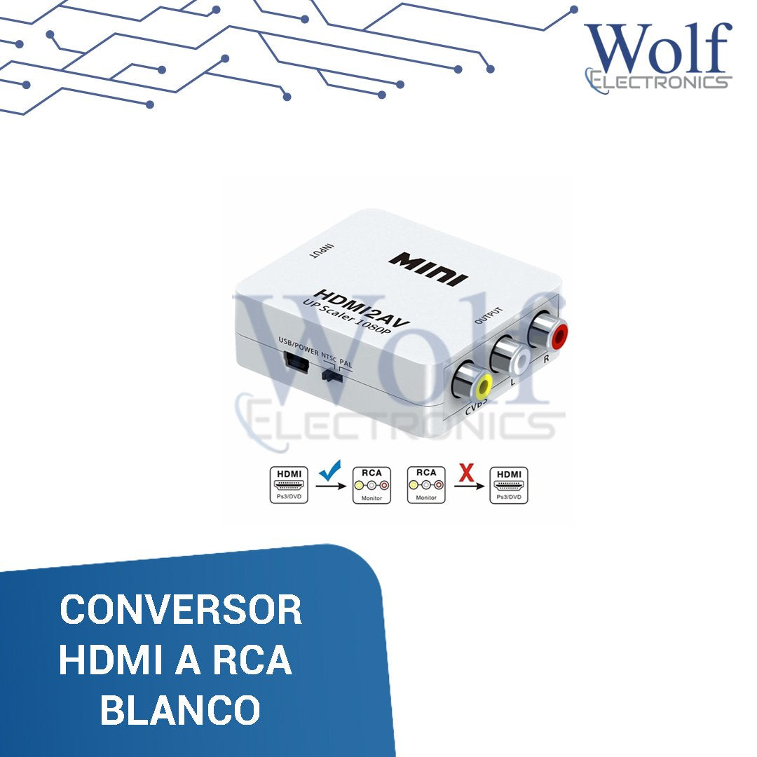 CONVERSOR HDMI A RCA BLANCO. Wolf Electronics – WOLF ELECTRONICS IT