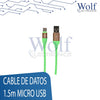 Cable de datos 1.5m Micro USB Tipo C - Tipo A Verde