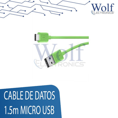 Cable de datos 1.5m Micro USB Tipo C - Tipo A Verde