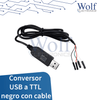 Conversor USB a TTL negro con cable