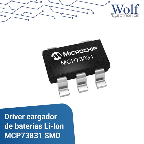Driver de cargador de baterias Li-Ion MCP73831 SMD