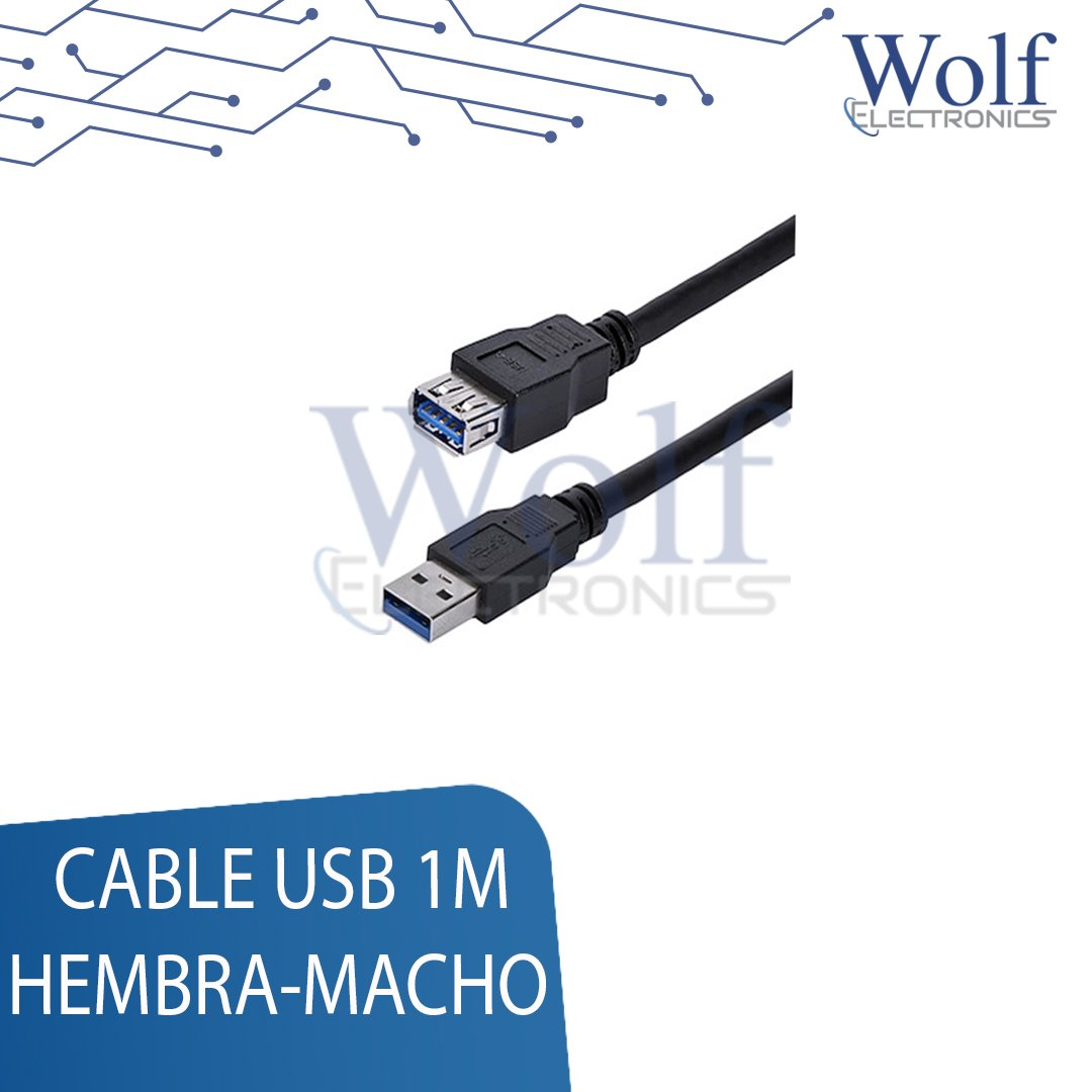 Extensor 1M cable USB macho a hembra. Wolf Electronics – WOLF ELECTRONICS IT
