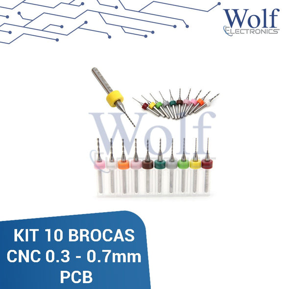 KIT 10 BROCAS CNC 0.3 - 0.7 MM PCB