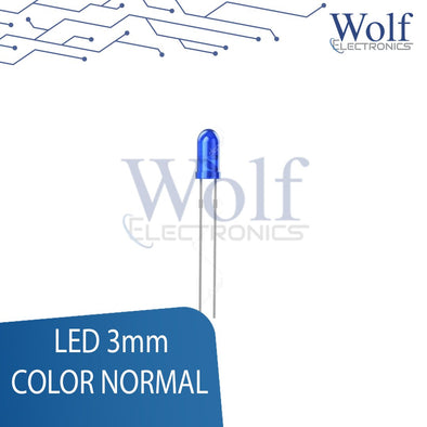LED 3MM AZUL LUZ NORMAL 2.1V 10mA