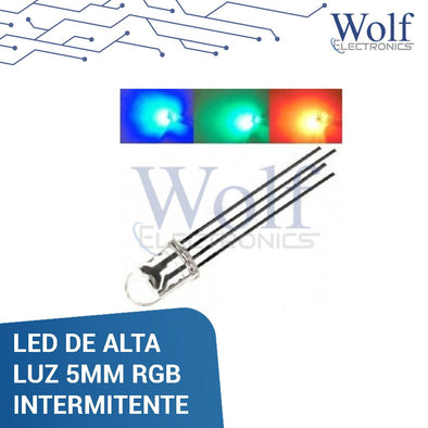 LED DE ALTA LUZ 5MM RGB INTERMITENTE 5V 20mA