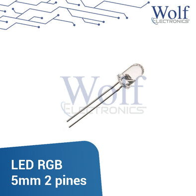 LED RGB 5mm 2 pines 2.1V 15mA
