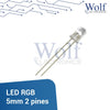 LED RGB 5mm 2 pines 2.1V 15mA