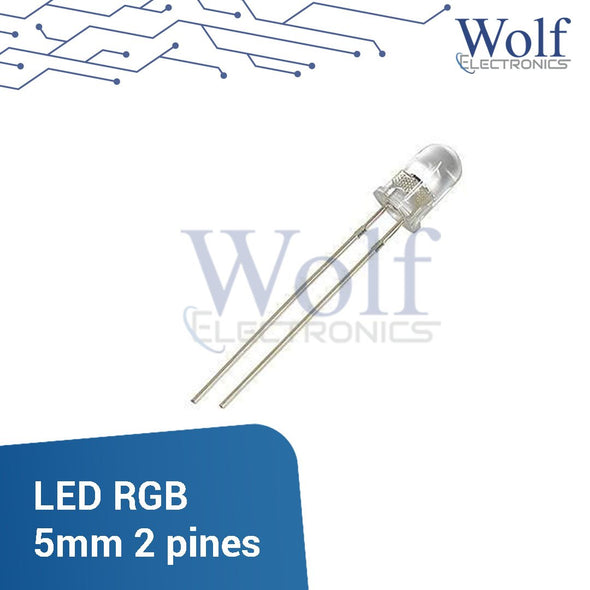 LED RGB 5mm 2 pines 2.1V 15mA