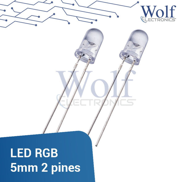 LED RGB 5mm 2 pines 2.1V 15mA