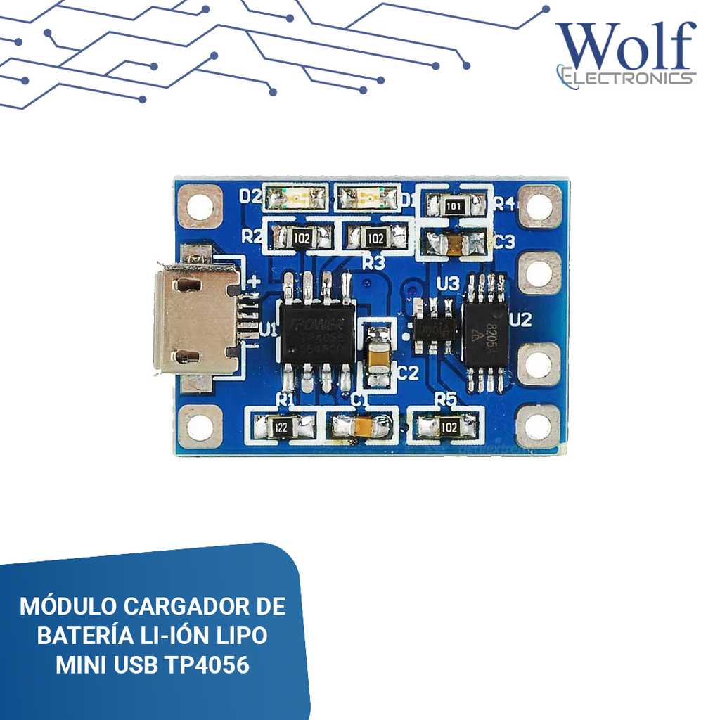 Módulo Cargador Baterías de litio TP4056 5V micro USB