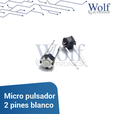 Micro pulsador 2 pines blanco 12V