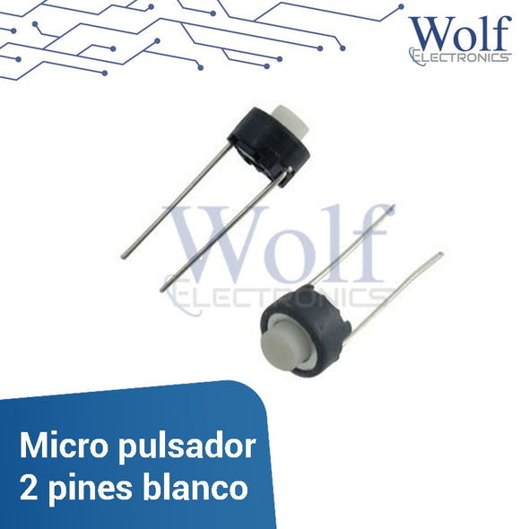 Micro pulsador 2 pines blanco 12V