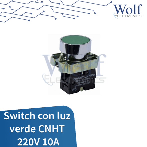 Switch con luz verde CNHT 220V 10A