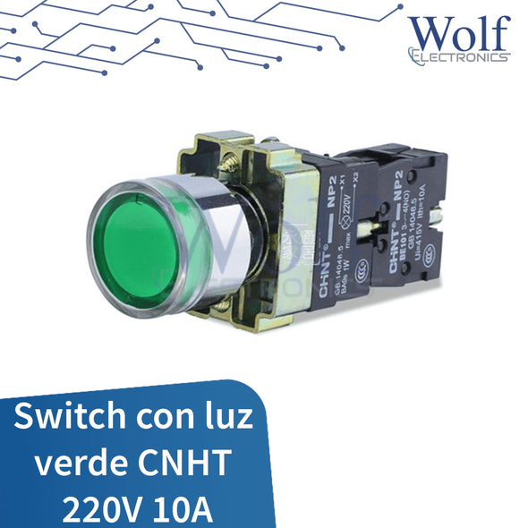 Switch con luz verde CNHT 220V 10A