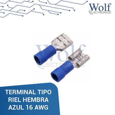 TERMINAL TIPO RIEL HEMBRA AZUL 16 AWG