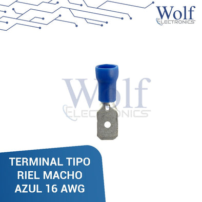 TERMINAL TIPO RIEL MACHO AZUL 16 AWG